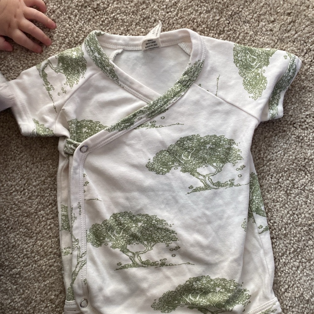 Kate Quinn White and Green Tree Print Bodysuit